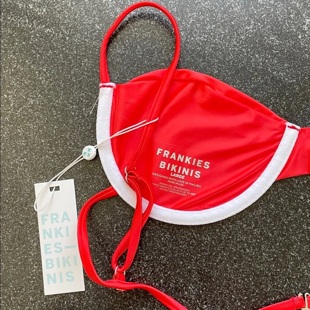 NWT Frankie's Bikinis Maggie Red Bikini Swim Top Size Large (L)